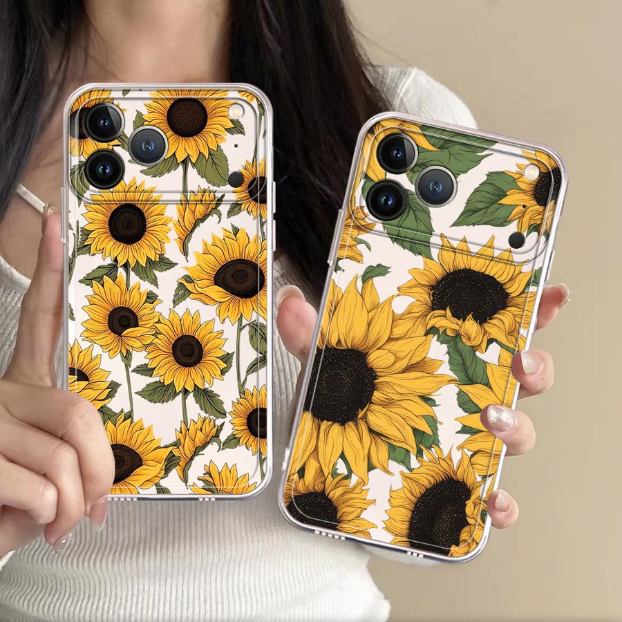 Phone Cases Iphone 15 - Cute Sunflower Pattern Case for Apple