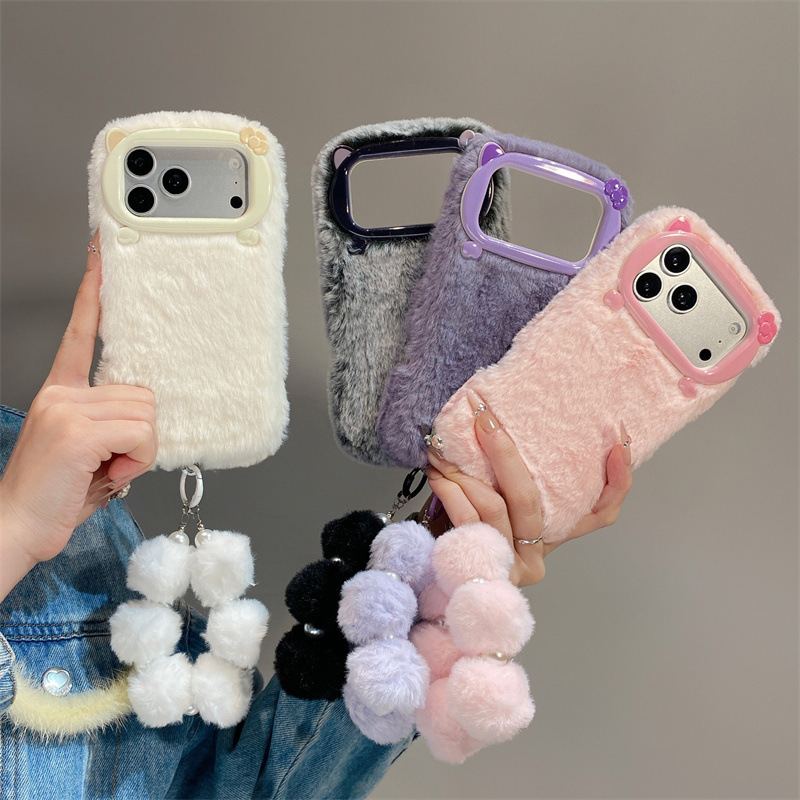 Phone Cases Iphone 15 - Luxury Solid Colors Furry Plush Phone