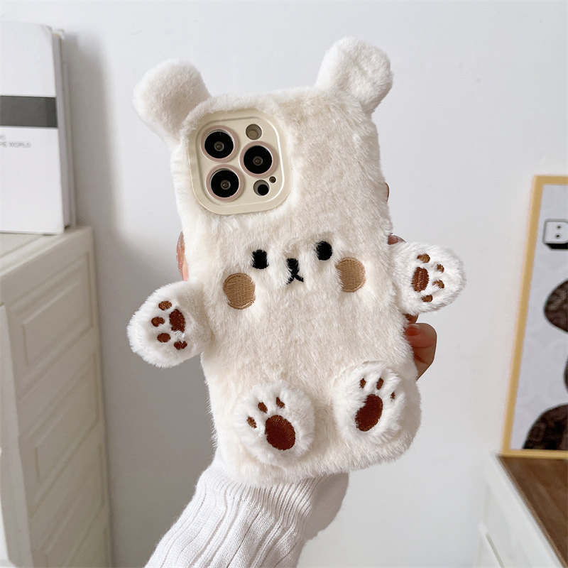 Korean 3D Cartoon Bear Fluffy  - огляд і ціна Phone Cases Iphone 15