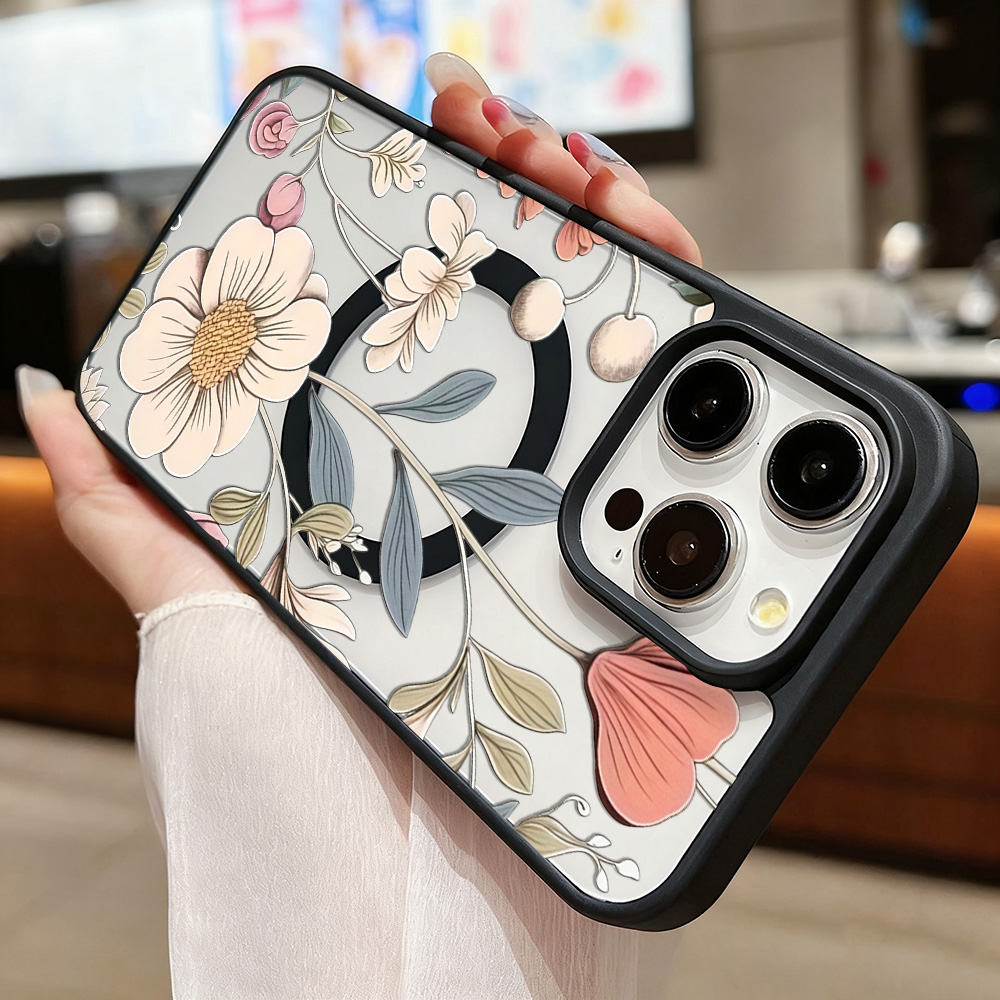 Black Frame Floral Anti-fall P - огляд і ціна Phone Cases Magnetic