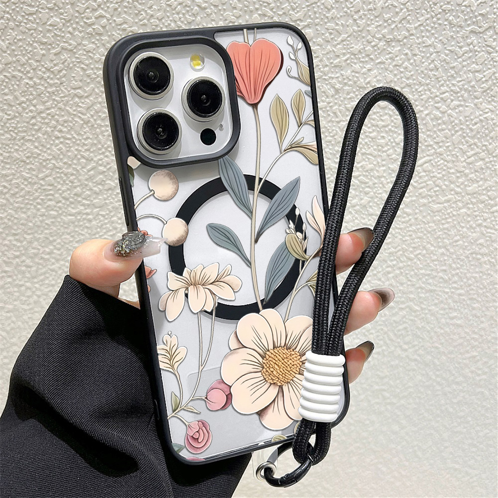 Black Frame Floral Anti-fall P - огляд і ціна Phone Cases Magnetic