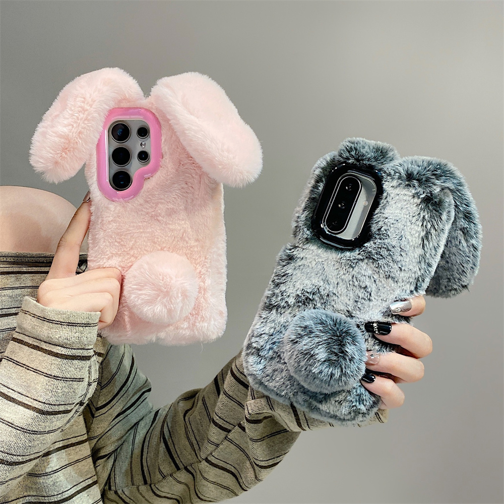 Cute Rabbit Ears Fluffy Stand  - огляд і ціна Phone Cases For Samsung