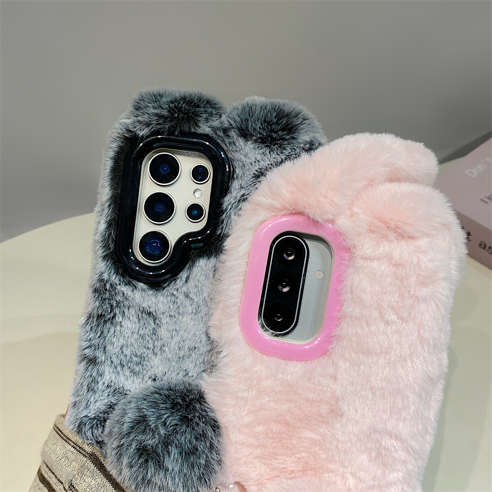 Cute Rabbit Ears Fluffy Stand  - огляд і ціна Phone Cases For Samsung